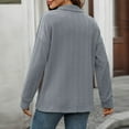 thumbnail image 4 of Womens Cable Knit Sweaters Long Sleeve Turndown Collar Button Shirts Casual Solid Color Classic Knit Sweaters, 4 of 4