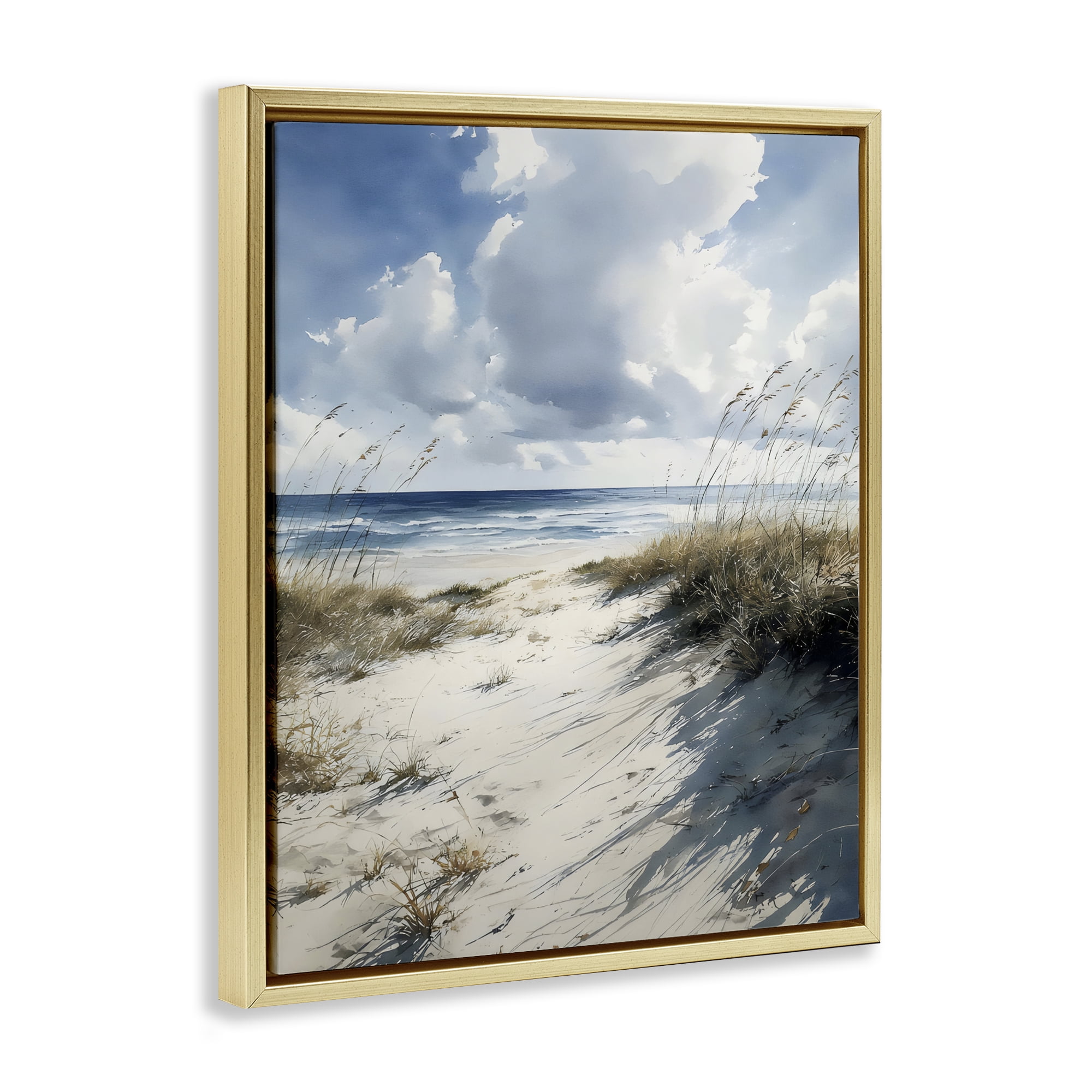 Stupell Industries Dune Beach at Midday Gold Framed Floater Canvas Wall Art, design by Franklyn Gregory
