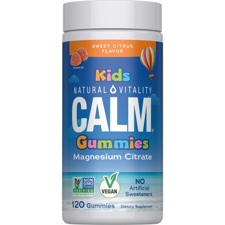 Calm Kids Magnesium Supplement Gummies | Sweet Citrus Flavor | 83 mg | 120 Count | by Natural Vitality