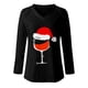 thumbnail image 4 of Moda mujer Casual cuello en V Navidad impreso manga larga camiseta blusa Tops Pompotops gfhjh20753, 4 of 4