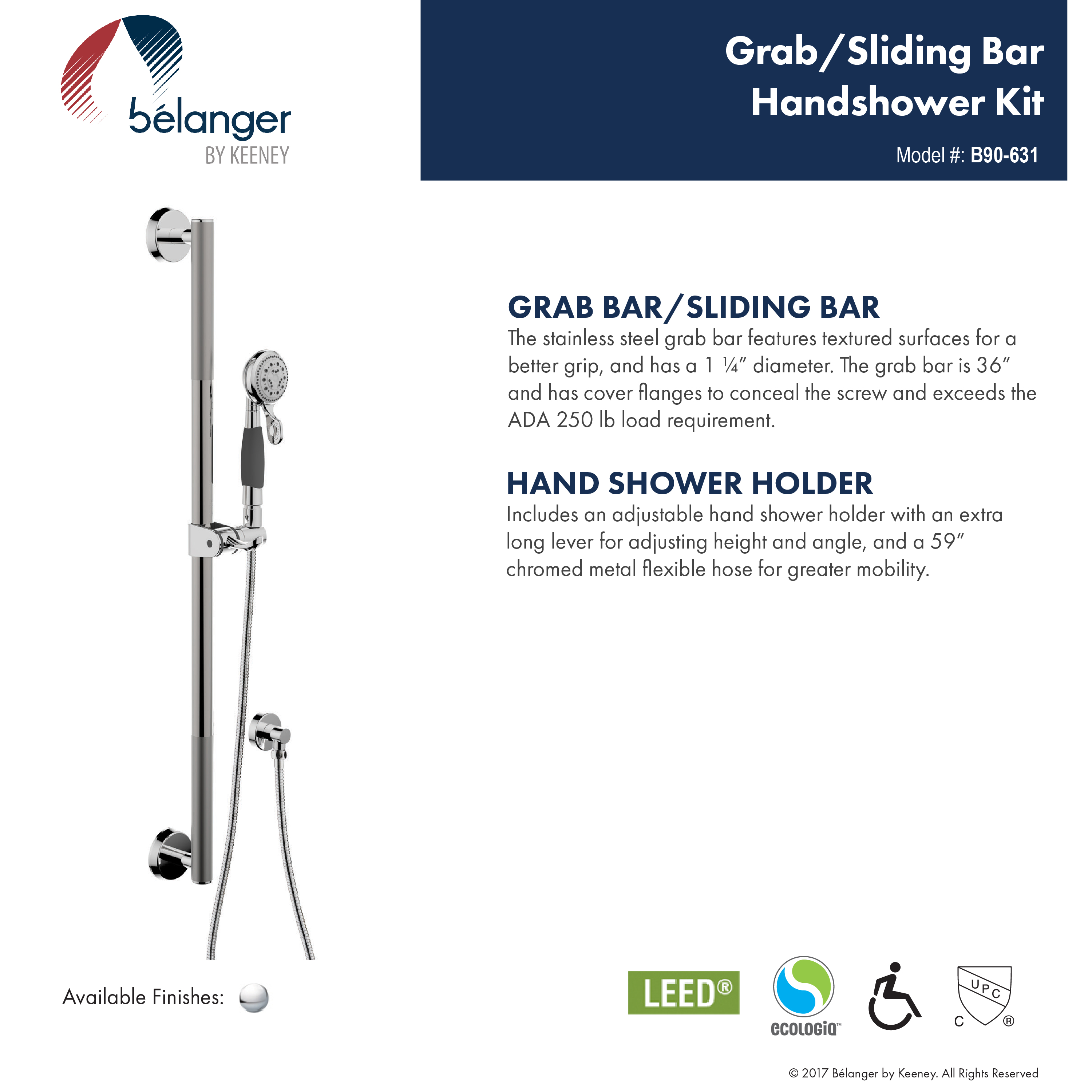 Belanger B90-631 Shower System with ADA Hand Shower Slider