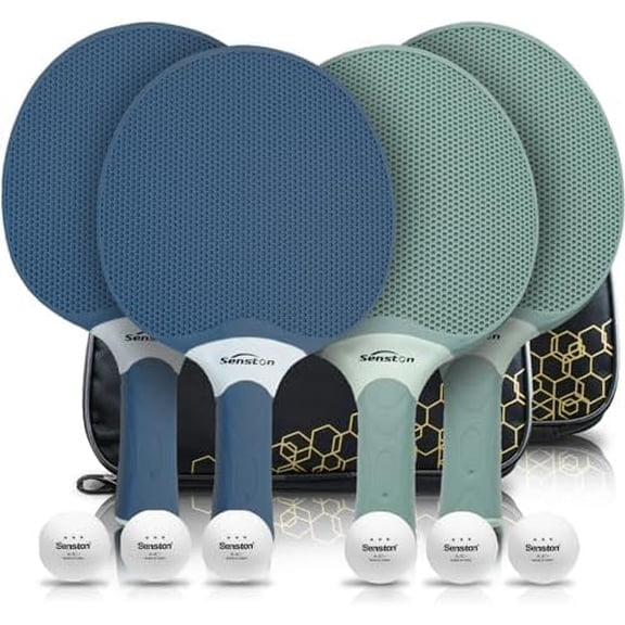Table Tennis Rackets Set,Professional Ping Pong Paddle Set for 4 Players, Composite Rubber Table Tennis Paddles, Indoor or Outdoor Games.