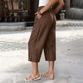 thumbnail image 5 of Women's Casual Pants 2026 Loose Fashion Denim Cropped Trousers with Pockets 7/8 Length Daily Wear Brown Womens Slacks, 5 of 5