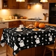 thumbnail image 4 of Halloween Ghost Themed Party Tablecloth Black and Pink Festive Fabric Cover for Holiday Gathering Decor, 4 of 6