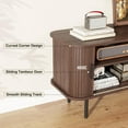 thumbnail image 3 of 55" Mid Century Modern Fluted TV Stand for TVs up to 65 Inch, Gaming Entertainment Center with Tambour Slatted Sliding Doors, Media TV Consoles Table for Living Room, Walnut, 3 of 18