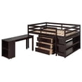 thumbnail image 5 of GZXS Low Study Full Loft Bed with Cabinet ,Shelves and Rolling Portable Desk ,Multiple Functions Bed- Espresso, 5 of 9