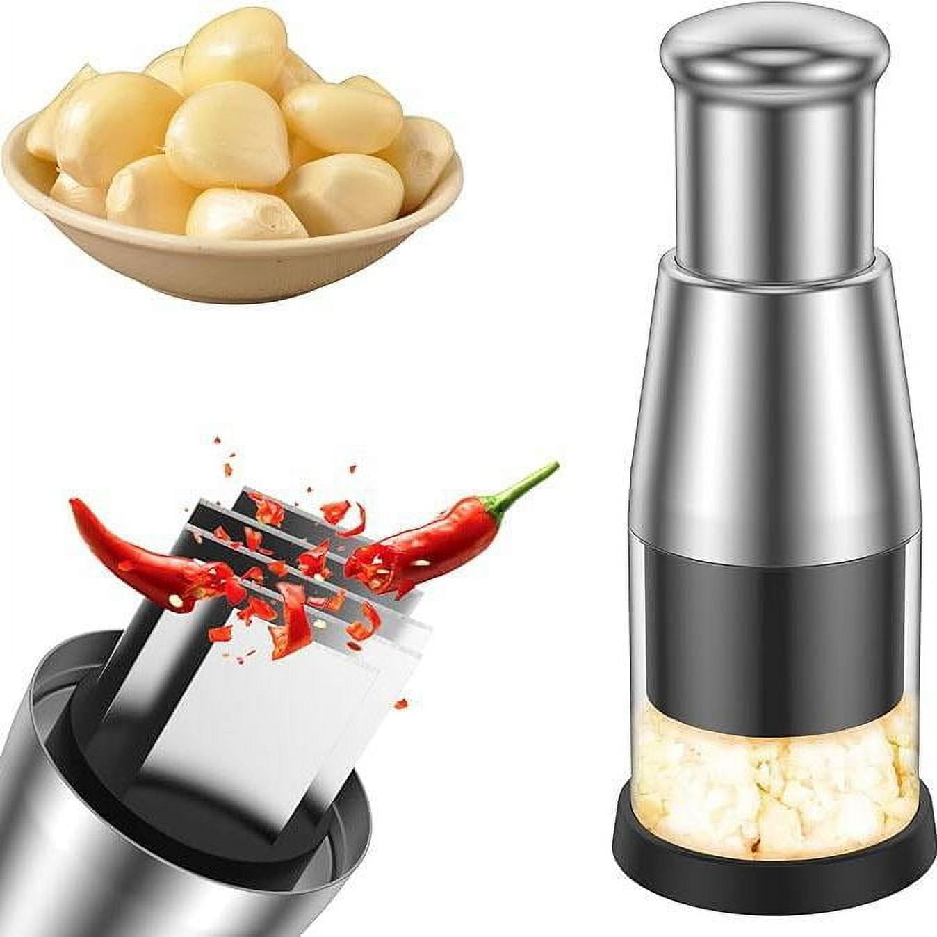 Manual Press Chopper Stainless Steel Garlic Press Mini Vegetable Cutter Dishwasher Safe Multifunctional Kitchen (1 pcs) Fruit Utensils