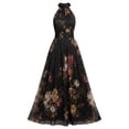 thumbnail image 7 of Wxolcjlv Vintage Floral Maxi Dress for Women Halter Neck Sleeveless Flared Formal Long Gown, 7 of 7