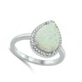 thumbnail image 4 of CHOOSE YOUR COLOR White Simulated Opal Elegant Teardrop Ring .925 Sterling Silver Band CZ Female Size 7, 4 of 4