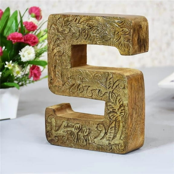 S Alphabet Handmade Letter Block Eco-Friendly Wall Decor, Natural Gold Foil