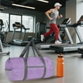 thumbnail image 2 of Duffel Bag Foldable Gym Bag for Men Women Duffle Bag Lightweight with Inner Pocket for Travel Sports (Purple), 2 of 6