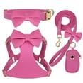 thumbnail image 1 of Juego de arneses para perros Beirui Cute, extra pequeño, con 3 lazos, color rosa intenso, 1 of 6