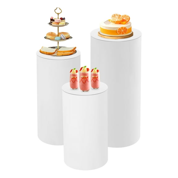 3Pcs Cylinder Pedestal Stand, Cylinder Stands for party Event Decor Round Cylinder Stand Pedestal Display for Wedding Decoration ,23.6" H 29.5" H 35.4" H