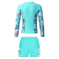 thumbnail image 2 of Doomiva Kids Girls Floral Rash Guard Sets Long Sleeve Zip Up Upf 50+ Swim Coat with Trunks Tankini Green 14, 2 of 5