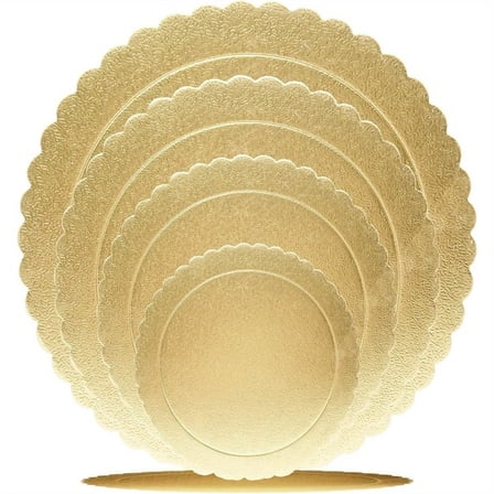 4 Pack Cake Boards Golden Round Cake Circles 6, 8, 10, 12 Inch Cake Base Cardboard, 1 of Each Size Set for Baking Cake, Gold