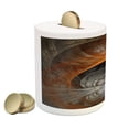 thumbnail image 2 of Fractal Piggy Bank, Ethereal Realm Concept Themed Fantasy Fiction Magic Illustration in Dark Tones, Ceramic Coin Bank Money Box for Cash Saving, 3.6" X 3.2", Orange Tan, by Ambesonne, 2 of 4