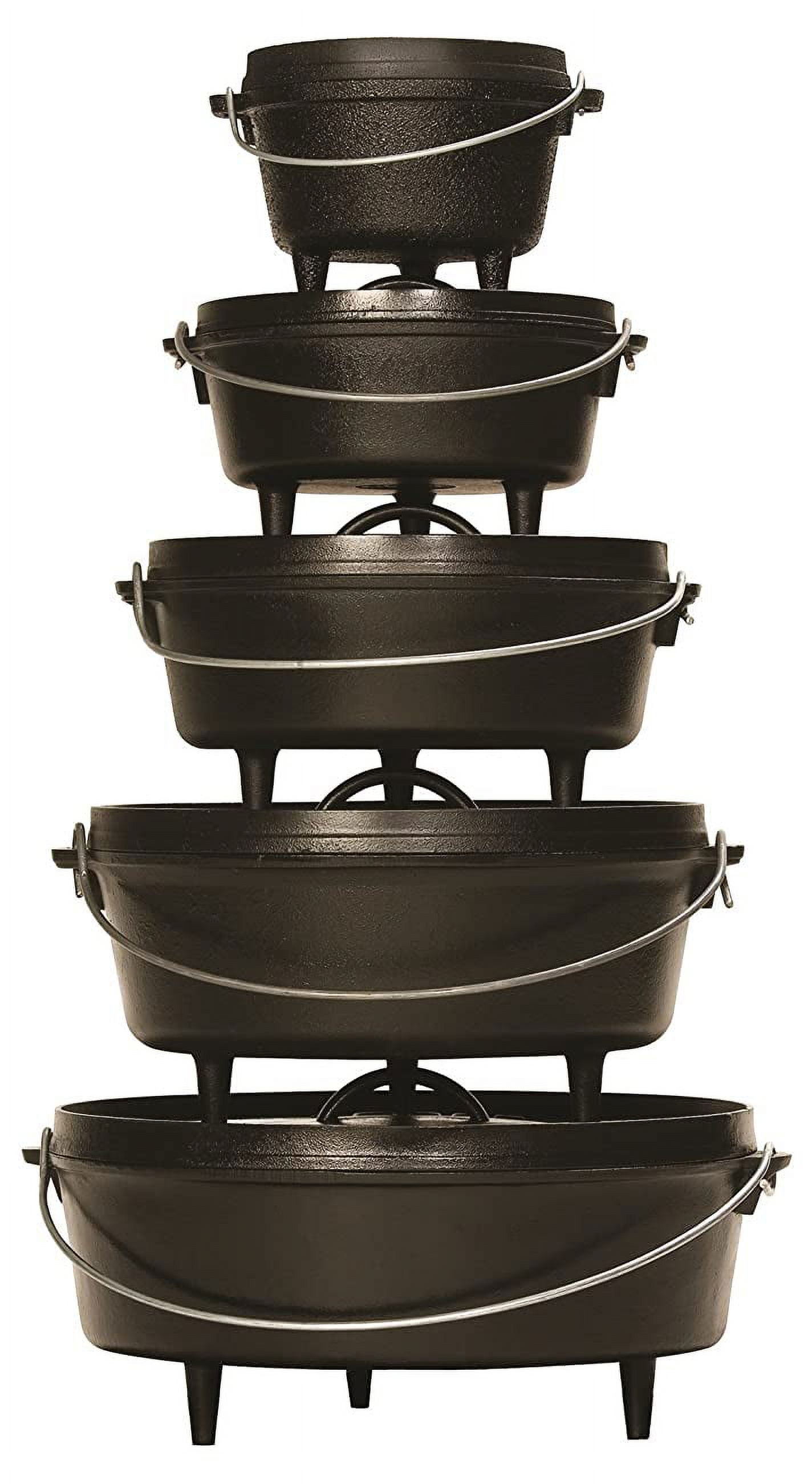  Lodge Deep Camp Dutch Oven, 10 Qt & Camp Dutch Oven Lid Lifter.  Black 9 MM Bar Stock for Lifting and Carrying Dutch Ovens. (Black Finish):  Home & Kitchen