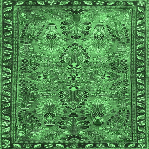 Ahgly Company Indoor Square Persian Emerald Green Traditional Area Rugs, 4' Square