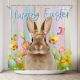thumbnail image 2 of Easter Shower Curtains for Bathroom, Easter Bunny Shower Curtain, Cute Rabbit with Colorful Eggs on Farmhouse Wooden Easter Bathroom Décor, Spring Holiday Fabric Bath Curtain with Hooks 72x72 Inch, 2 of 5