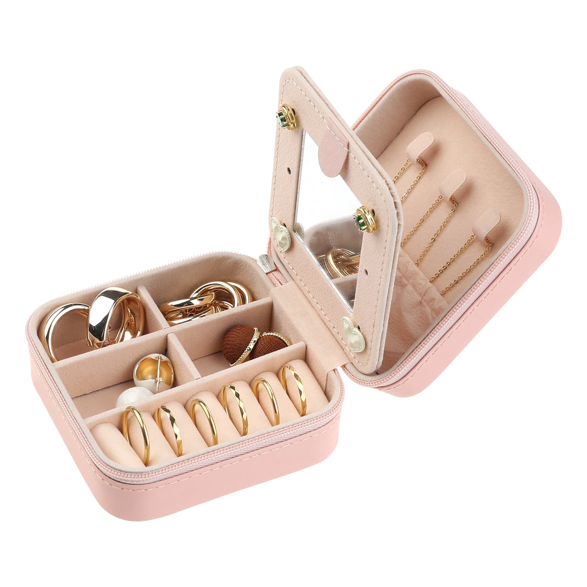 Unique Bargains Jewelry Box Small PU Leather Jewelry Organizer Case Storage Display Holder Pattern L