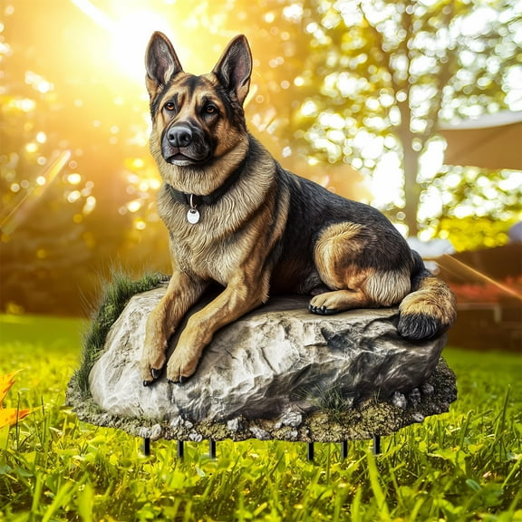 Xecvkr German Shepherd Garden Stake Acrylic Solar Light Decoration for Outdoor Yard Flower Bed Potted Decor