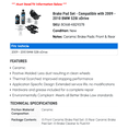 thumbnail image 2 of Brake Pad Set - Compatible with 2009 - 2010 BMW 528i xDrive, 2 of 2