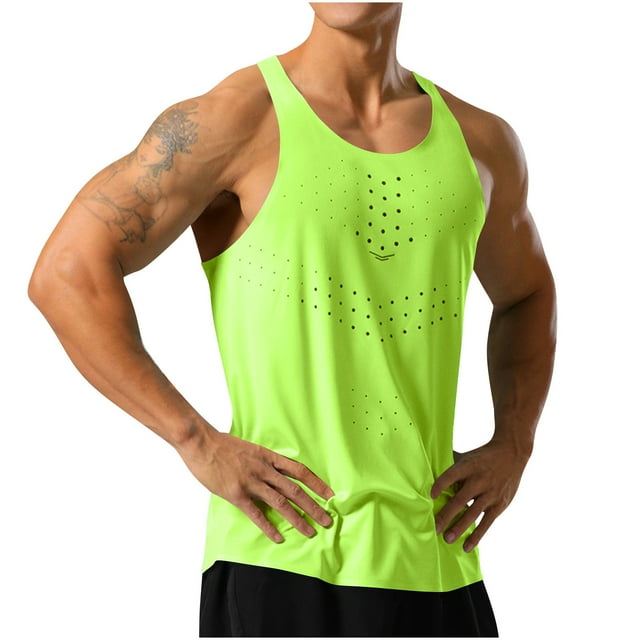 Timegard Mens Shirts Round Neck Sleeveless Breathable Workout Running Tee Shirts Casual Slim Tank Top