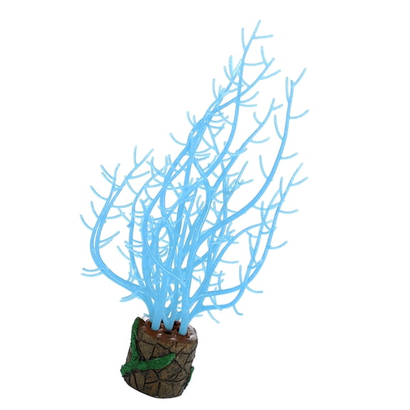 Soft Silicone Glowing Aquarium Tree Coral Aquatic Artificial Coral for Fish Tank Decoration Blue