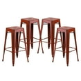 thumbnail image 3 of BizChair Commercial Grade 4 Pack 30" High Backless Distressed Kelly Red Metal Indoor-Outdoor Barstool, 3 of 10
