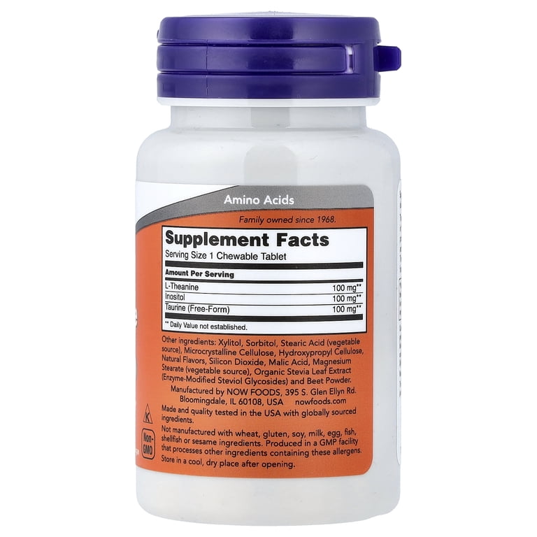 NOW Foods Chewable L-Theanine, 100 mg, 90 Chewables