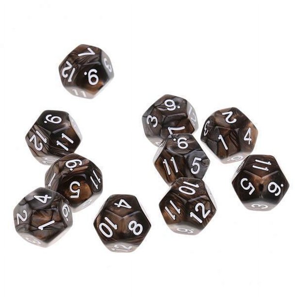 6x Dados Poliédricos Piezas 1-12 Números D12 Mueren para Accesorios de Casas de de Casino 6 piezas