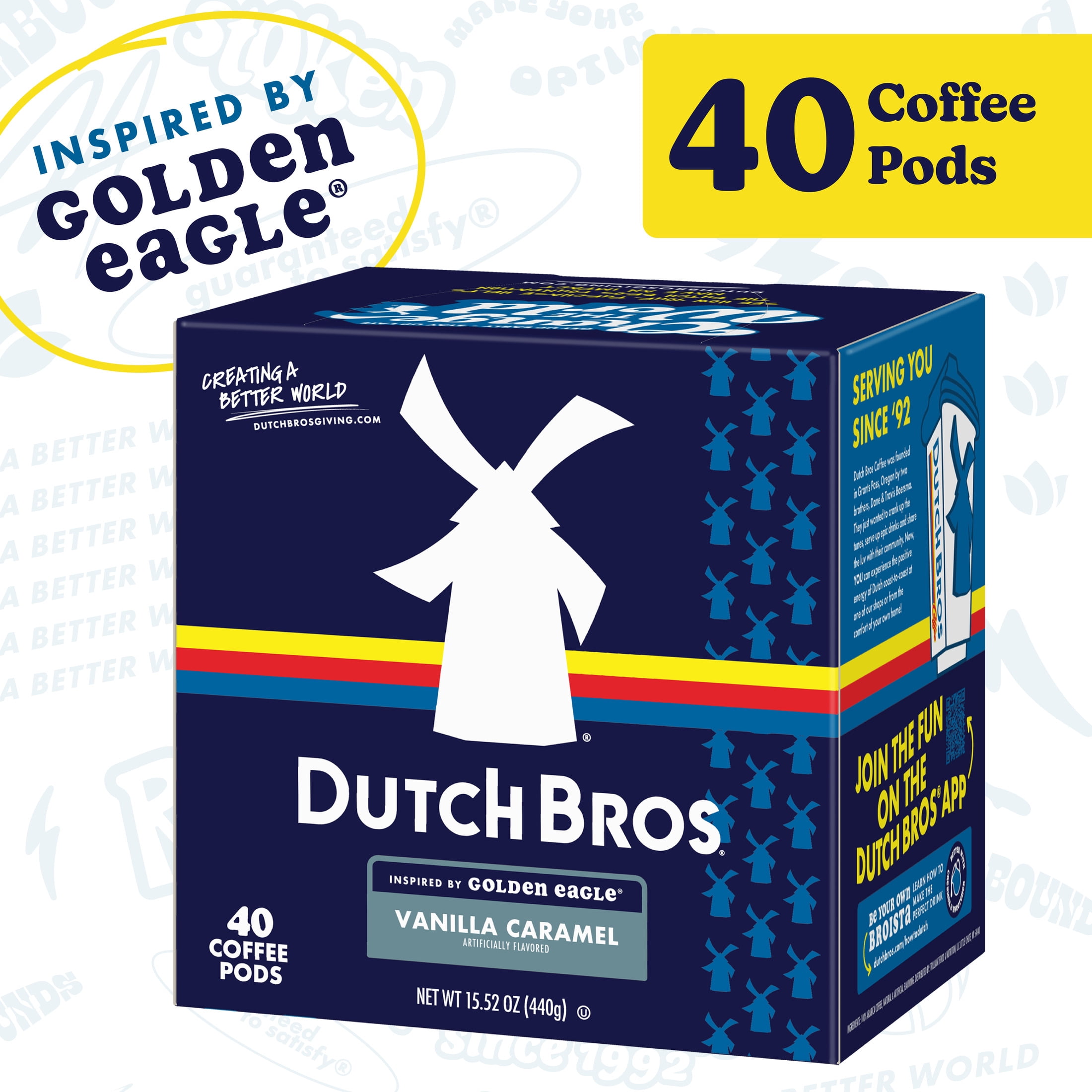 Dutch Bros Vanilla Caramel Flavored Coffee Inspired by Golden Eagle®, 40 Count, Medium Roast, Single Serve Coffee Pods for Keurig K-Cup Brewers