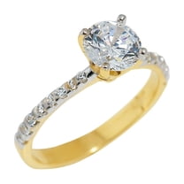 10K Solid Gold Ladies CZ Engagement Ring - Size 6