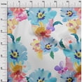 thumbnail image 2 of oneOone Cotton Cambric Light Blue Fabric Flower Watercolor Sewing Material Print Fabric By The Yard 56 Inch Wide, 2 of 4