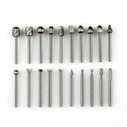 Rotary Burrs, 20 Pcs HSS Rotary Burrs Milling Bits Tool Woodworking Routing Accessories Rotary Tool 3mm Shank for Dremel