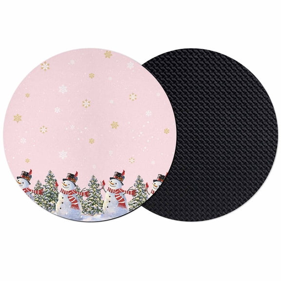 Pink Christmas Snowman Coasters Set of 2, Absorbent Coasters for Drinks, Winter Xmas Tree Snowflakes Coaster for Desk Coffee Table Protection, Home Decor House Warming Gifts 4"