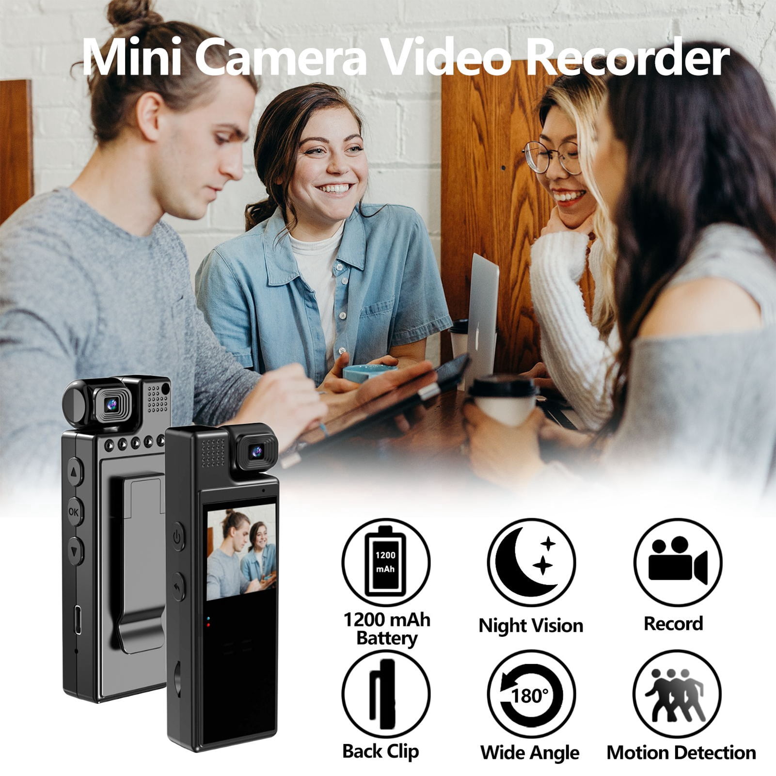 Body 4K UHD Camera With Audio And Video Recording 180Lens Rotatable 6 Hour Battery Life Video Camera With 1.3in TFT Screen Motion Detection For Daily