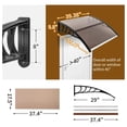 thumbnail image 2 of REKHH 39"x38" Window Awning Canopy, Polycarbonate Front Door Patio Cover for UV, Rain, Snow & Sunlight Protection, Stylish Brown Panel with Black Bracket, 2 of 9