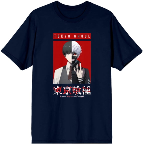 Tokyo Ghoul Anime Cartoon Mens Navy Short Sleeve Graphic Tee-XXL