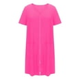 thumbnail image 2 of Aobny Ladies Nightgowns Women with Pocket Zip-Up Short Loungewear Short Sleeve Pink Matching Pajamas Christmas,S, 2 of 8