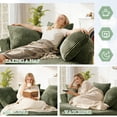 thumbnail image 5 of Muumblus 61" Oversized Round Boneless Lounge Chaise Chair Indoor, Corduroy Deep Seat Cloud Couch Sleeper Sofa Bed with 3 Pillows, No Assembly Barrel Chair for Living Room, Green, 5 of 10
