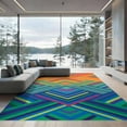 thumbnail image 2 of ODIKA 6'x9' Ultra-Soft Area Rug, Striped Retro Abstract Bold Prism Vibrant Mid Geometric Century Playful None Washable, Bare feet friendly, Silk-Touch for Guest Room, Bedroom, 2 of 7