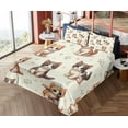 thumbnail image 4 of Ambesonne Cat Fitted & Top Sheet Set with Shams, Little Fun Kittens Cartoon Paws, Ivory Apricot and Dark Grey, 4 of 5