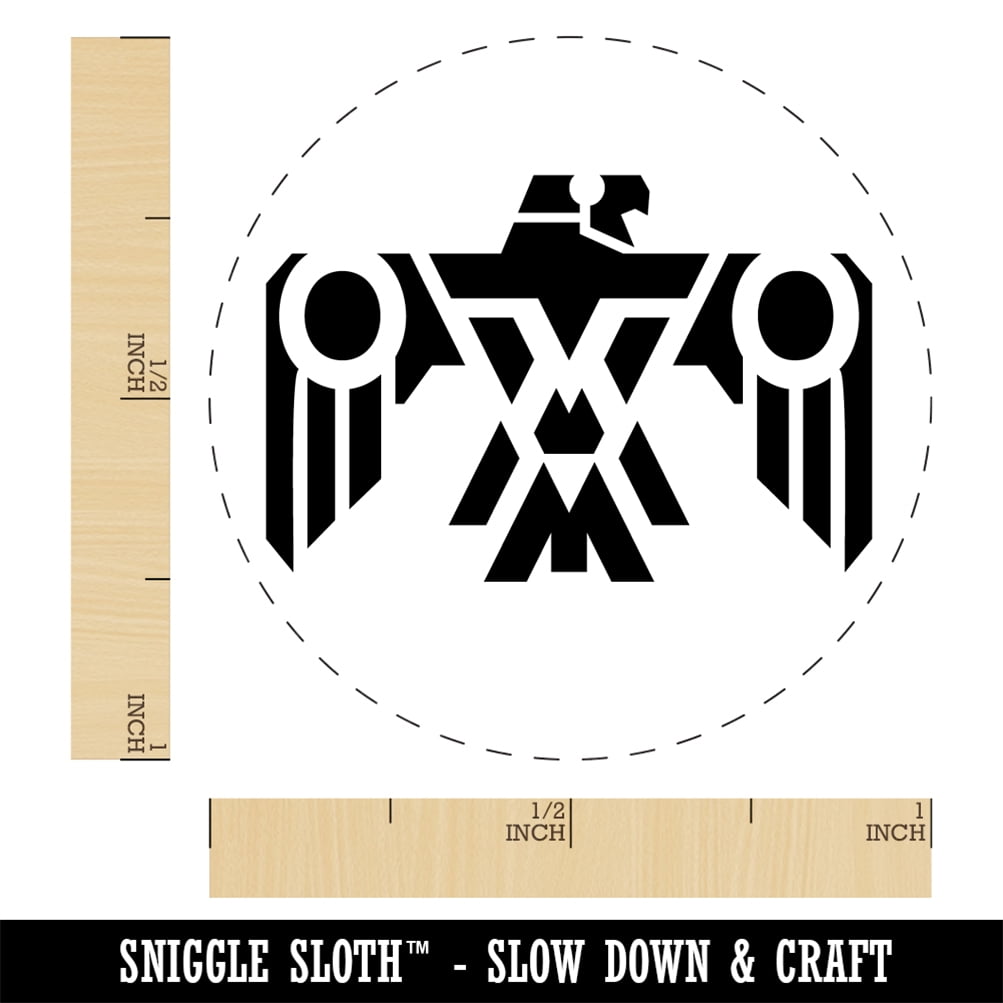 Southwestern Style Tribal Thunderbird Eagle Hawk Self-Inking Rubber Stamp Ink Stamper - Green Ink - Medium 1 Inch