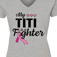 thumbnail image 4 of Inktastic Breast Cancer Awareness My Titi is a Fighter Women's V-Neck T-Shirt, 4 of 5
