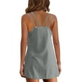 thumbnail image 7 of Linen Sets for Lady 2 Piece Shorts Womens Tennis Dress Spaghetti Straps Sleeveless Workout Mini Dress with Shorts Solid Color Athletic Two Piece Outfits Gray XXL, 7 of 7