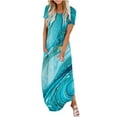 thumbnail image 2 of Baikeli Liquidation Robes pour Femmes Robes pour Femmes Été Décontracté Col Rond Manches Courtes Poches Imprimé Robe Longue Robe de Fête d'Été, 2 of 5
