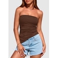 thumbnail image 3 of Top Tubo Sin Tirantes Fruncido Marrón M PRETTYGARDEN, 3 of 6