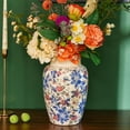 thumbnail image 3 of Sungmor Ceramic Flower Vase, Vintage Ice Cracked Glaze Porcelain Vase, Pretty Home Decor Vase for Flower Arrangement, Fresh Flowers, 10.2 Inch Tall Chinoiserie Pottery Vase, Blue Floral Pattern, 3 of 8