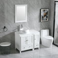 thumbnail image 3 of Wonline 36" White Bathroom Vanity Cabinet and Ceramic Vessel Sink, Equipped with Chrome Faucet Drain and Mirror Vanities Set, 3 of 6